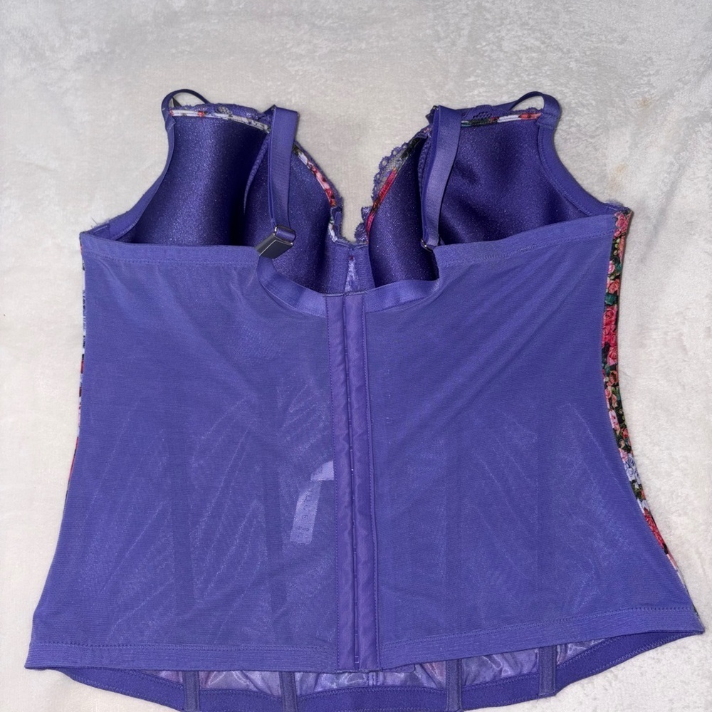 Lane Bryant Cacique Purple Floral Lace Corset - Picture 2 of 4
